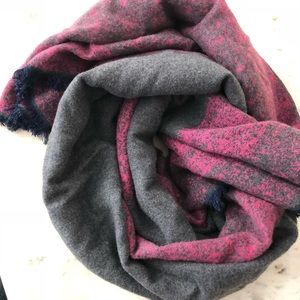 Gray/ Fuchsia Reversible Scarf Wrap